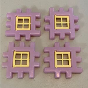 Vintage Little Tikes Wee Waffle Blocks Window Replacement Lot Purple Yellow Open